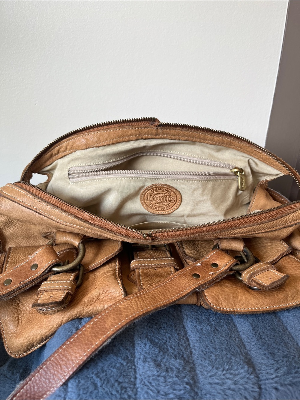 Roots Tan Leather Satchel Bag - Picture 12 of 14